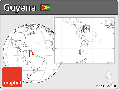 Blank Location Map of Guyana, within the entire continent