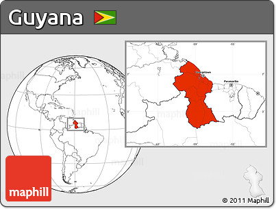 Blank Location Map of Guyana
