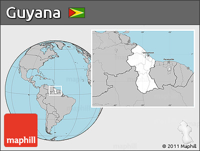 Blank Location Map of Guyana, gray outside