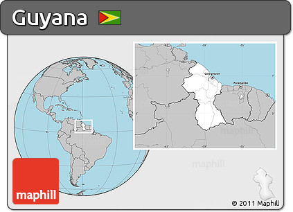 Blank Location Map of Guyana, gray outside