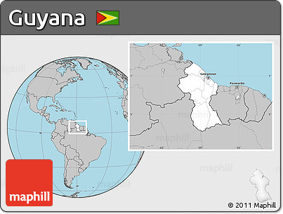 Blank Location Map of Guyana, gray outside