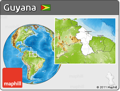 Blank Location Map of Guyana, physical outside