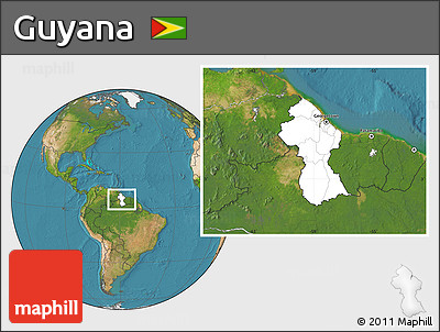 Blank Location Map of Guyana, satellite outside
