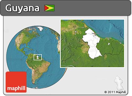 Blank Location Map of Guyana, satellite outside