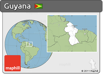 Blank Location Map of Guyana, savanna style outside