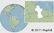 Blank Location Map of Guyana, savanna style outside, hill shading outside