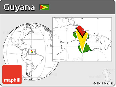 Flag Location Map of Guyana, blank outside