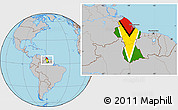 Flag Location Map of Guyana, gray outside