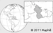 Gray Location Map of Guyana, blank outside, hill shading inside