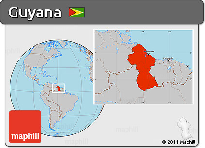 Gray Location Map of Guyana