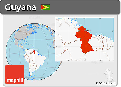 Gray Location Map of Guyana, highlighted continent