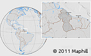 Gray Location Map of Guyana, lighten, desaturated, hill shading