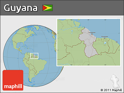 Gray Location Map of Guyana, savanna style outside