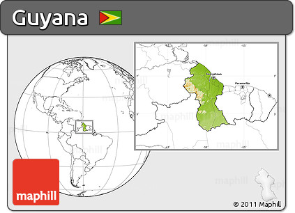 Physical Location Map of Guyana, blank outside