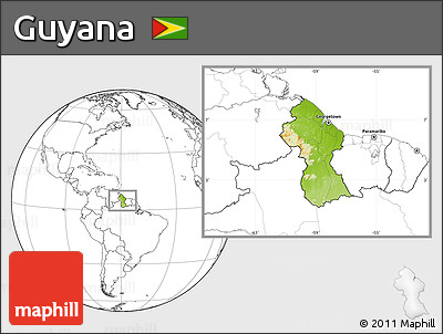 Physical Location Map of Guyana, blank outside