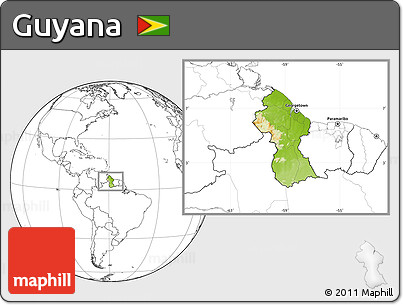 Physical Location Map of Guyana, blank outside