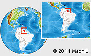 Physical Location Map of Guyana, highlighted continent, within the entire continent