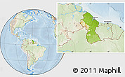 Physical Location Map of Guyana, lighten