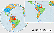 Political Location Map of Guyana, within the entire continent