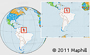 Political Location Map of Guyana, highlighted continent, within the entire continent