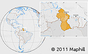 Political Location Map of Guyana, lighten, desaturated