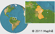 Political Location Map of Guyana, satellite outside