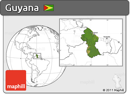 Satellite Location Map of Guyana, blank outside