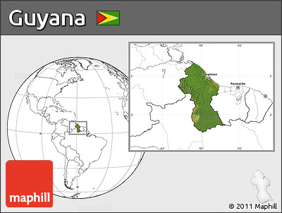 Satellite Location Map of Guyana, blank outside