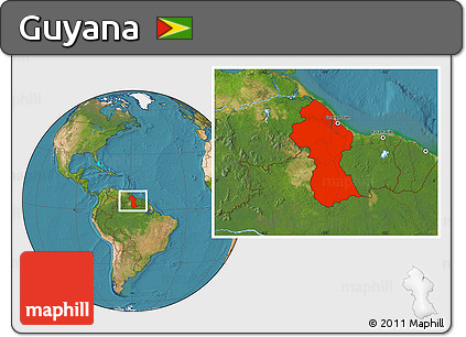 Satellite Location Map of Guyana