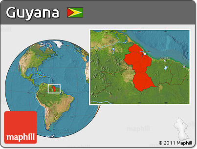Satellite Location Map of Guyana