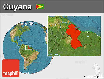 Satellite Location Map of Guyana