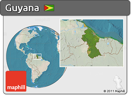 Satellite Location Map of Guyana, lighten, land only