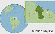 Satellite Location Map of Guyana, savanna style outside