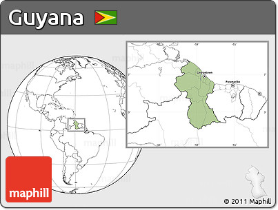 Savanna Style Location Map of Guyana, blank outside