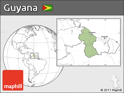 Savanna Style Location Map of Guyana, blank outside
