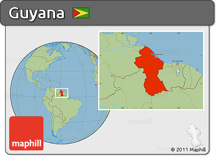 Savanna Style Location Map of Guyana
