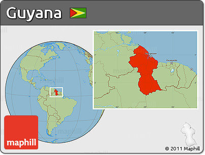 Savanna Style Location Map of Guyana