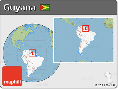 Savanna Style Location Map of Guyana, highlighted continent, within the entire continent