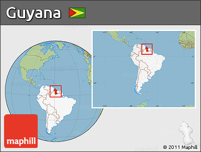 Savanna Style Location Map of Guyana, highlighted continent, within the entire continent