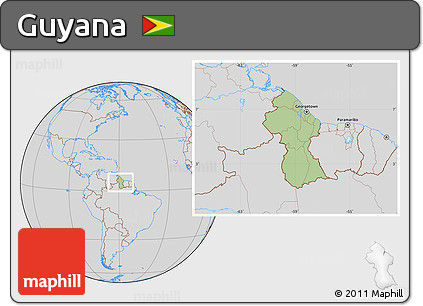 Savanna Style Location Map of Guyana, lighten, desaturated