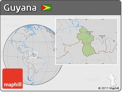 Savanna Style Location Map of Guyana, lighten, desaturated