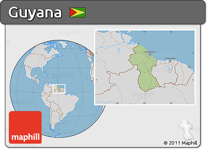 Savanna Style Location Map of Guyana, lighten, desaturated, land only
