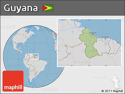 Savanna Style Location Map of Guyana, lighten, desaturated, land only