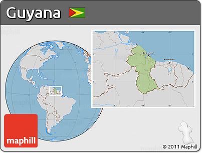 Savanna Style Location Map of Guyana, lighten, desaturated, land only