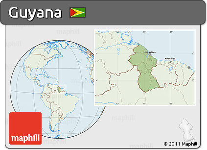 Savanna Style Location Map of Guyana, lighten
