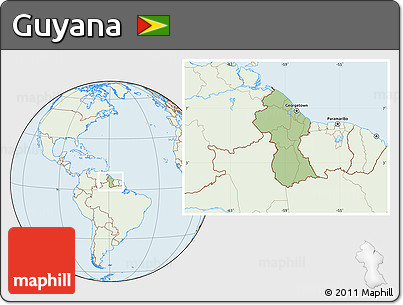 Savanna Style Location Map of Guyana, lighten