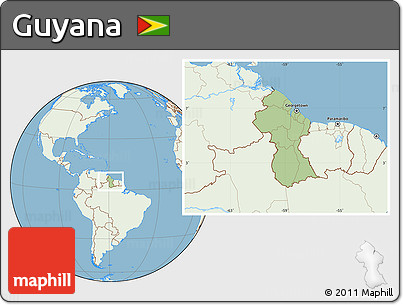 Savanna Style Location Map of Guyana, lighten, land only