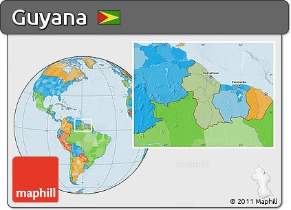 Savanna Style Location Map of Guyana, political outside