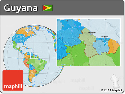 Savanna Style Location Map of Guyana, political outside