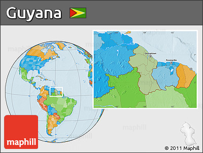 Savanna Style Location Map of Guyana, political outside